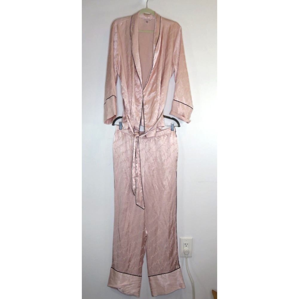 Victorias Secret Satin XL Robe Wrap Top and M MED Pants Set Pink Set Pajama PJs